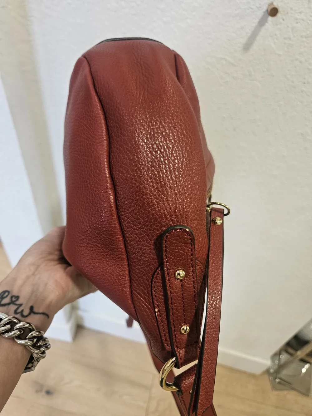 Franco Sarto Red Leather Hobo Shoulder Bag
